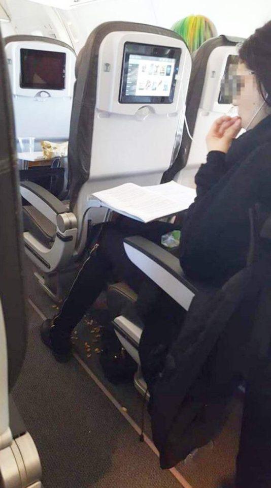 This picture of a woman chucking used pistachio shells on the floor of an aeroplane enraged social media users 