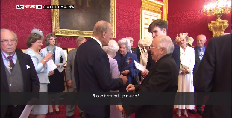  The Duke of Edinburgh quipped he 'can't stand up much' when asked about his retirement at a public event last week