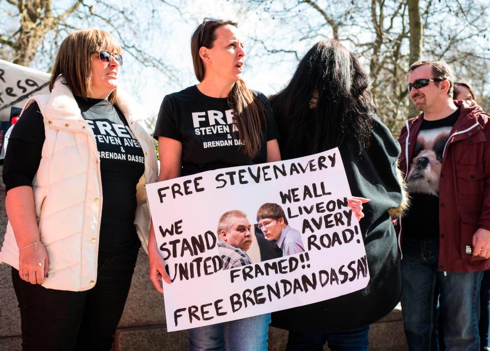  A protestor in front of London's US Embassy