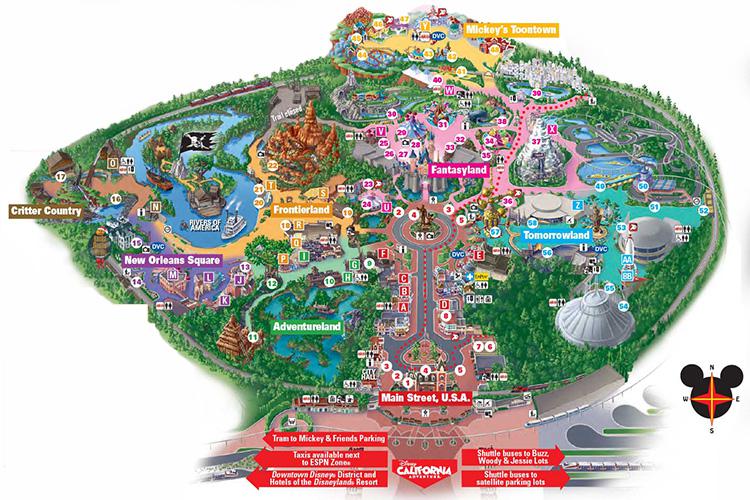  A map of Disneyland in California as it is today, more than 60 years after the first map was created