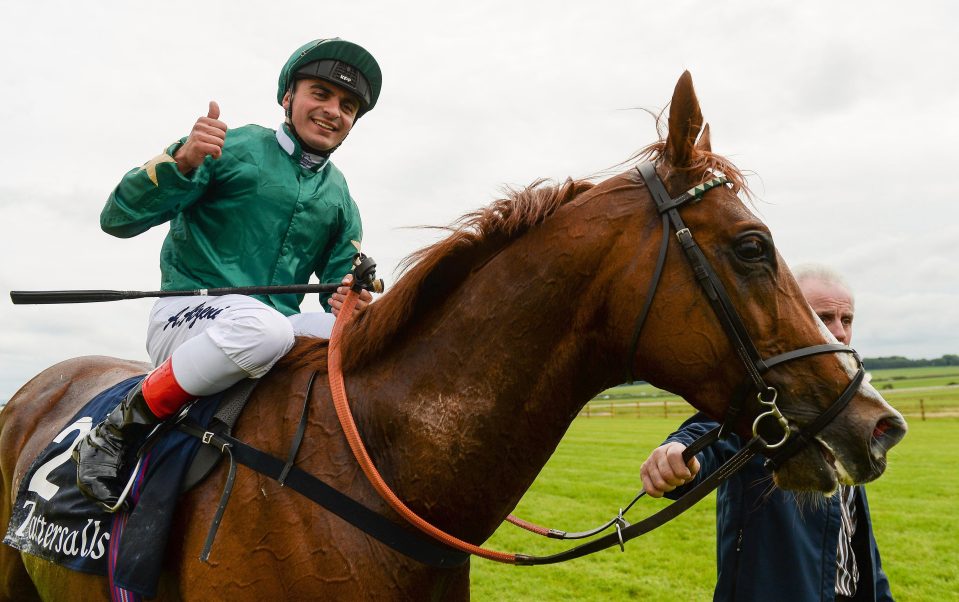  Atzeni celebrates his win on board Decorated Knight