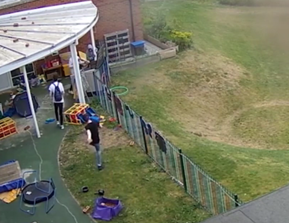  The gang of vandals trash play equipment