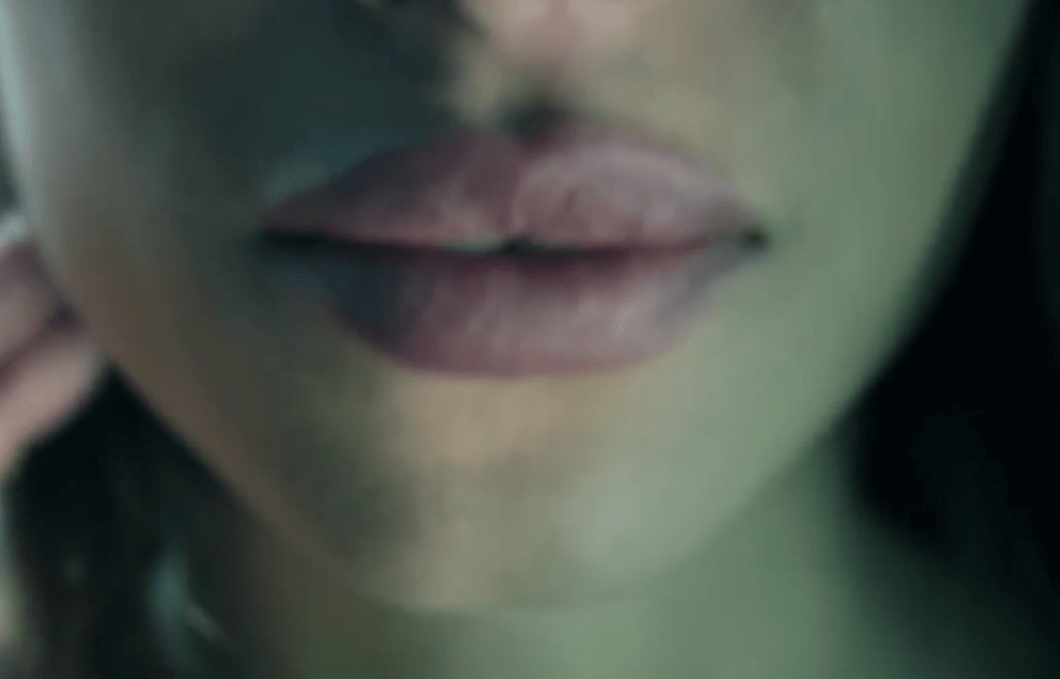 A woman with huge lips also features in the promo clip