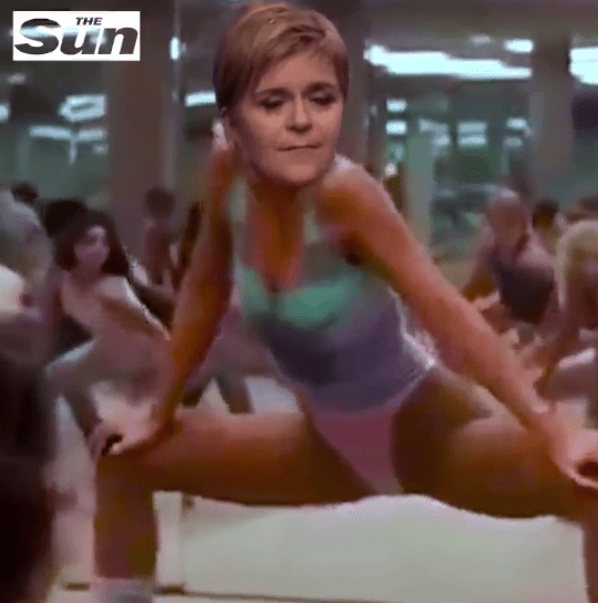 SNP leader Nicola Sturgeon is showing off in the clip – taken from the 1985 film Perfect