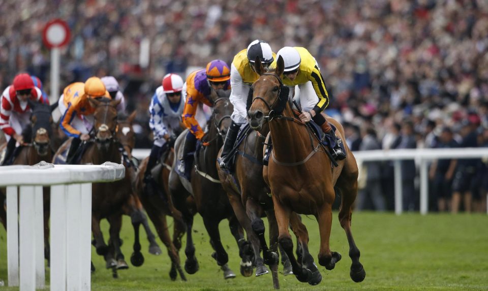  Big Orange pricks his ears as he hits the front on the first circuit