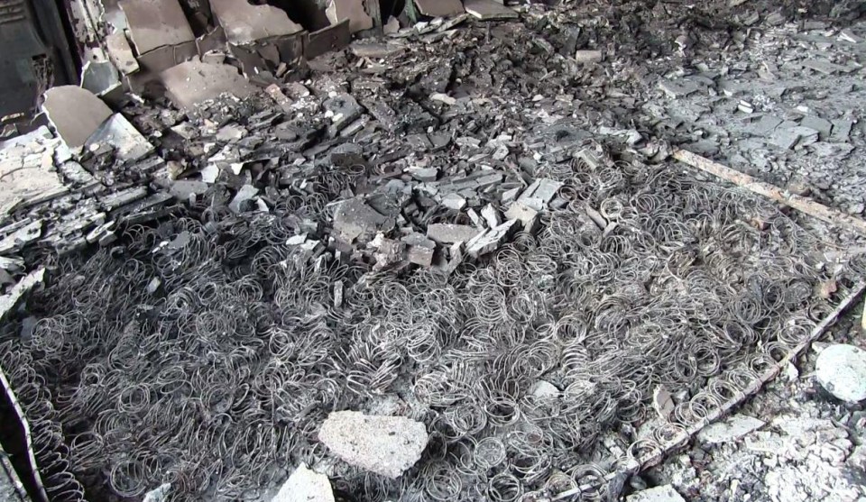 Twisted metal springs are all that remain of a bed in a Grenfell Tower flat gutted by Wednesday’s inferno