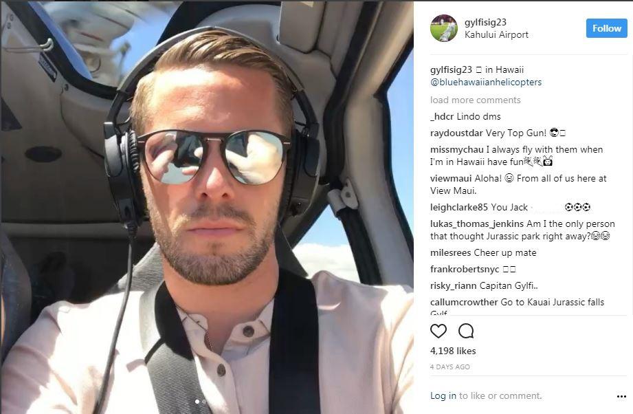  Gylfi Sigurdsson has been enjoying his time off judging by his Instagram account