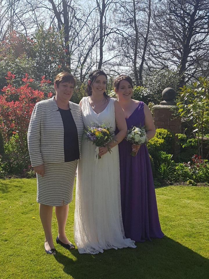  Lauren with mum Jane and sister Beth on her wedding day: She's so proud of how her mum coped