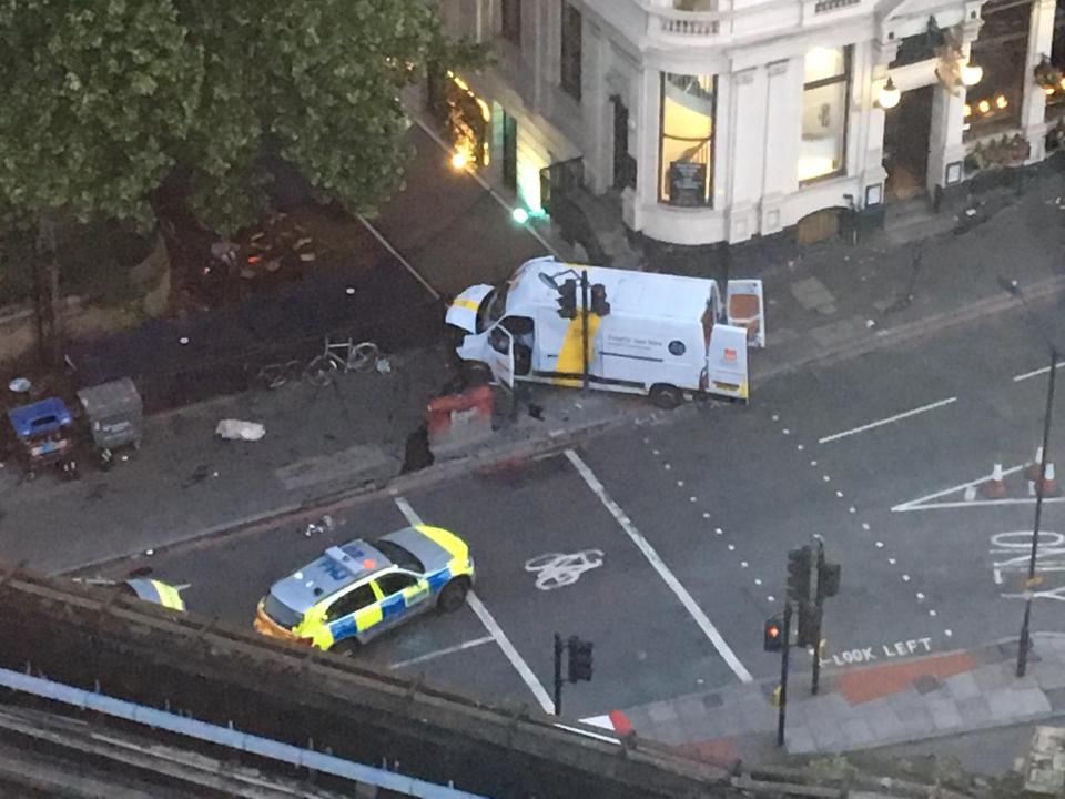  The van which the terrorists used to plough through crowds on London Bridge