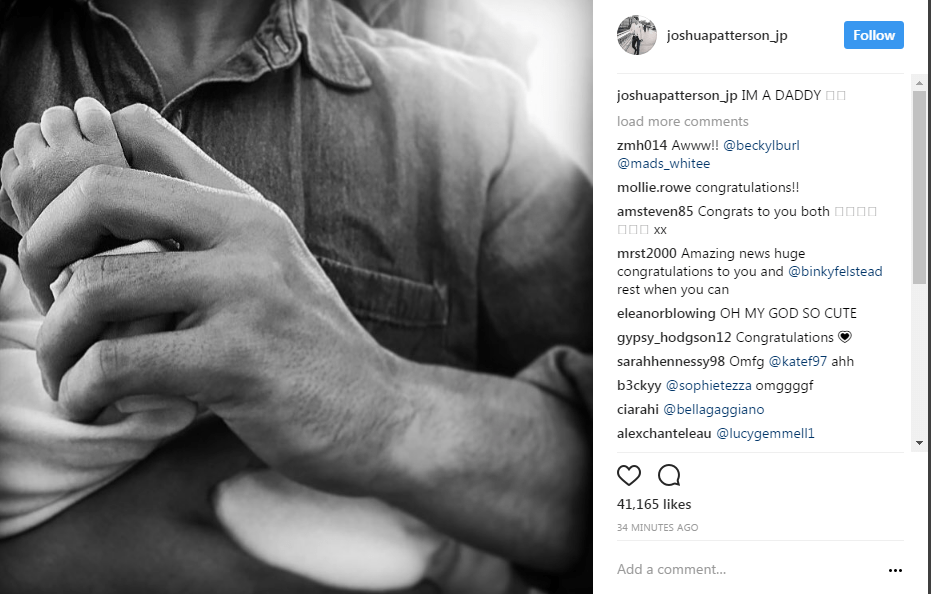  Her partner Josh 'JP' Patterson shared the happy news tonight