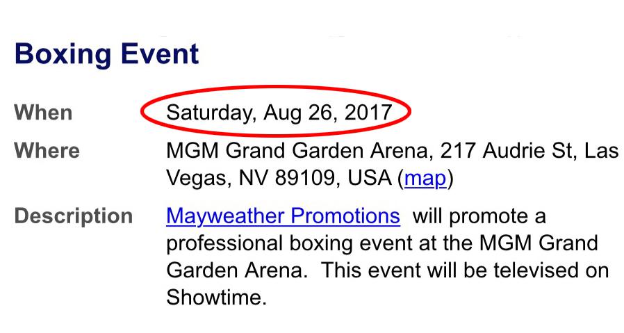  Mayweather Promotions have booked out the MGM Grand on Saturday, August 26 this year