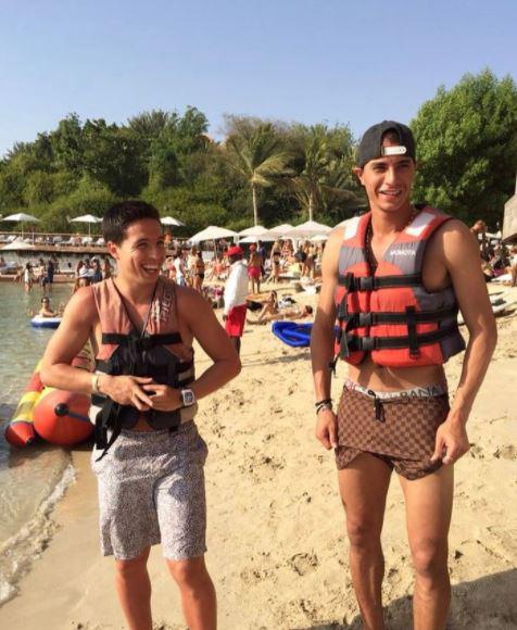  Samir Nasri with Marouane Chamakh at an unknown beach location