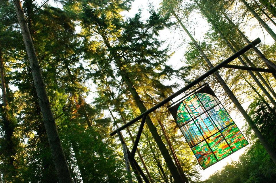  Cathedral, 1986, by Kevin Atherton, greets walkers on the four-mile Forest of Dean Sculpture Trail in Gloucester