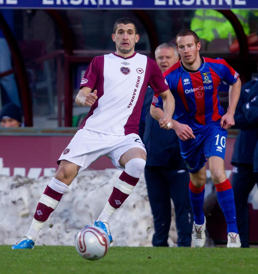  Ismael Bouzid (left) playing for Hearts in 2010