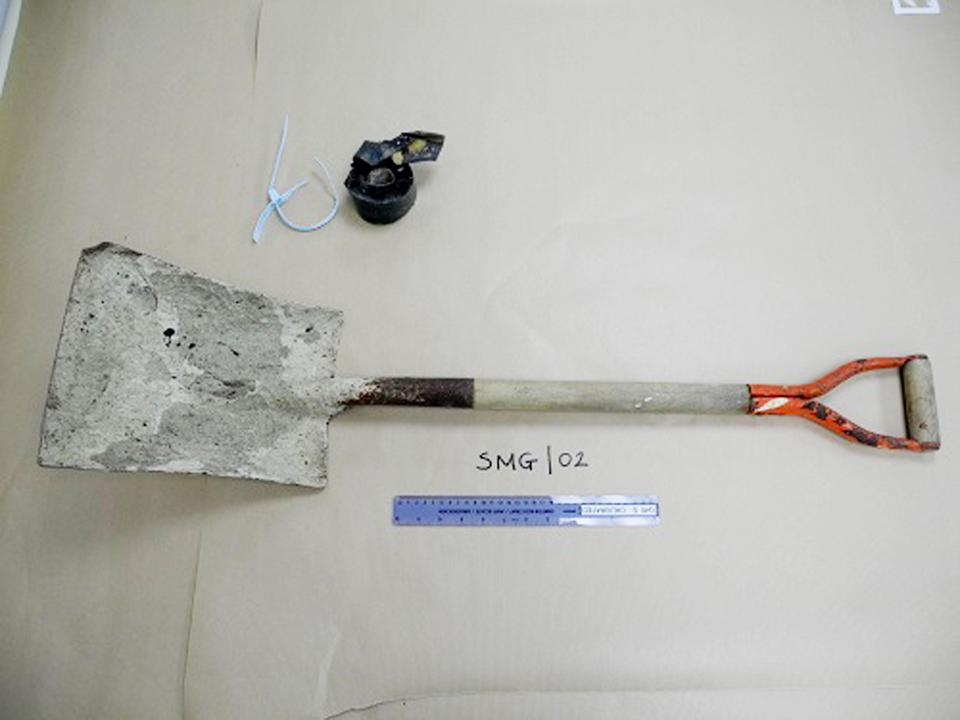  A spade recovered from Halliwell's shed after he was found guilty of murdering Becky Godden