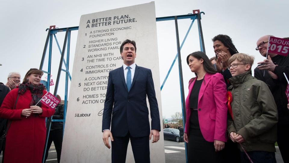  Mr Miliband stood down after a disastrous 2015 election performance - summed up by the #EdStone