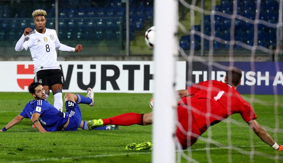  Serge Gnabry scored a hat-trick for Germany against San Marino