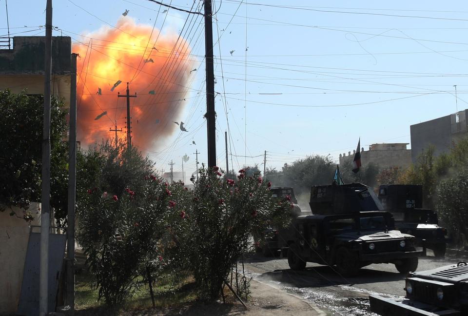  An Islamic State suicide bomber attacks Iraqi special forces soldiers with a car bomb during clashes in Mosul