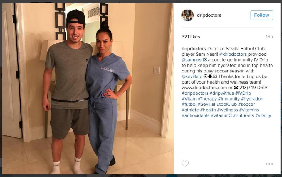  The Drip Doctors published a picture on social media about Nasri attending a session, sparking an investigation into the play by anti-doping authorities