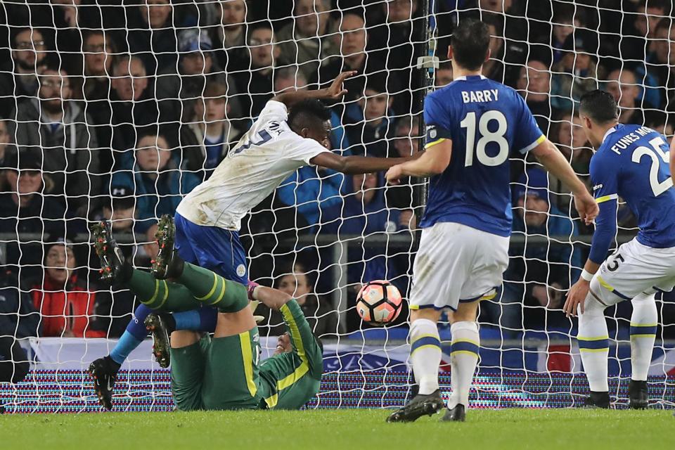  Ahmed Musa scored twice in the FA Cup against Everton - but now he is in talks with Fenerbahce