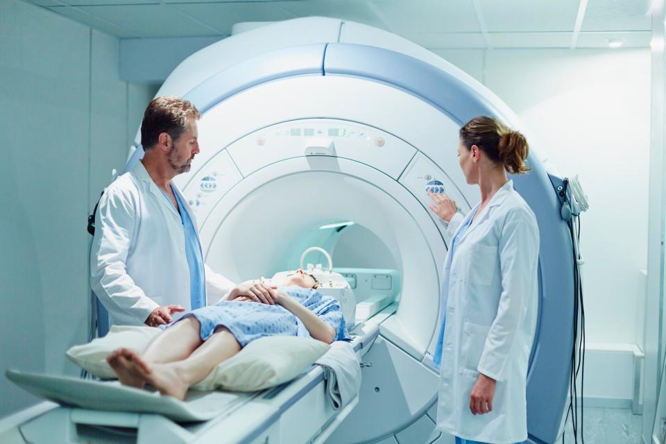  MRI scans are used to examine a brain haemorrhage