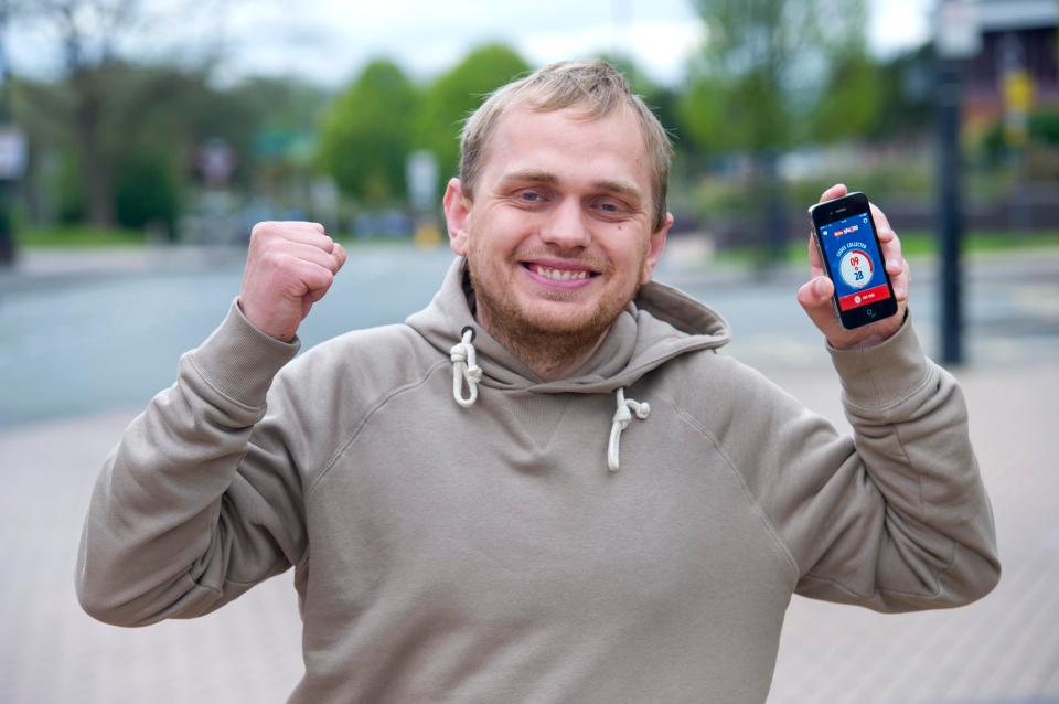  Landscaper Jamie Hughes, 31, can't wait to get his hands on his free fiver