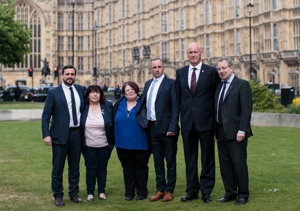  The campaign was launched by Sarahjane Young, 3rd from left, daughter of Lance Corporal Jeffrey Young, and Mark Tipper, 4th from left, brother of Trooper Simon Tipper, both killed in the blast