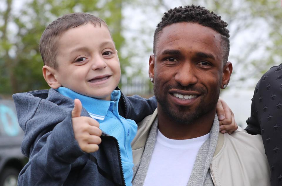  Bradley, pictured with Sunderland striker Jermain Defoe, enjoyed an action packed birthday party last month