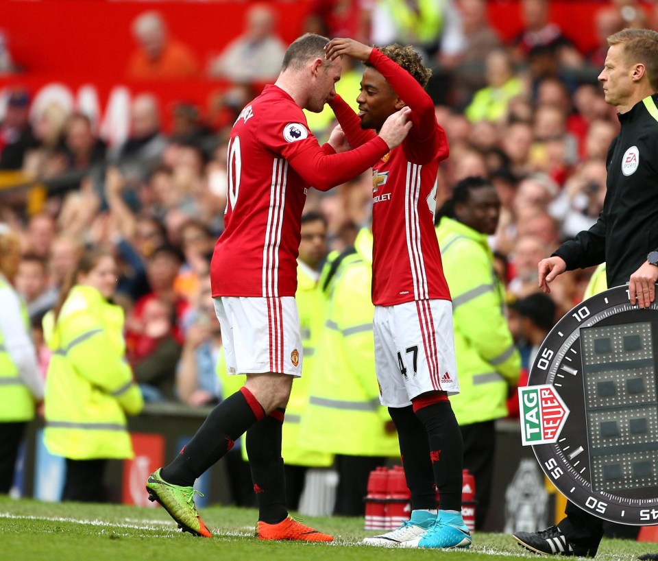 Wayne Rooney was replaced late on by Angel Gomes late on in Manchester United's 2-0 win over Crystal Palace