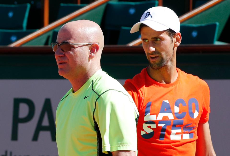  Tennis legend Andre Agassi is coaching Novak Djokovic at Wimbledon