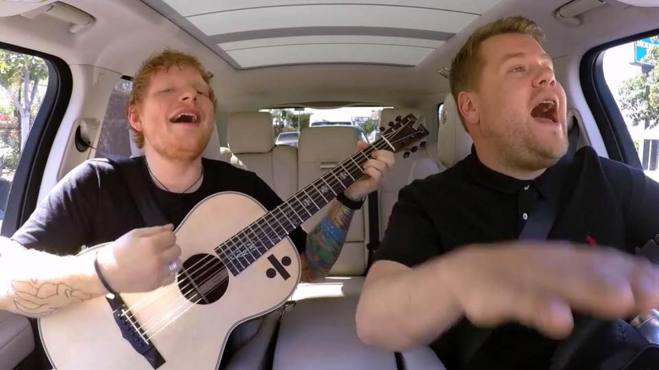  Ed Sheeran will sing some of his biggest hits in the passenger seat of James Corden's car for Carpool Karaoke