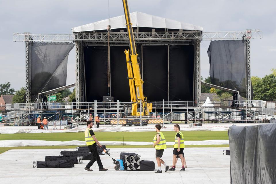  The stage is prepared for what is set to be the biggest charity gig since Live Aid