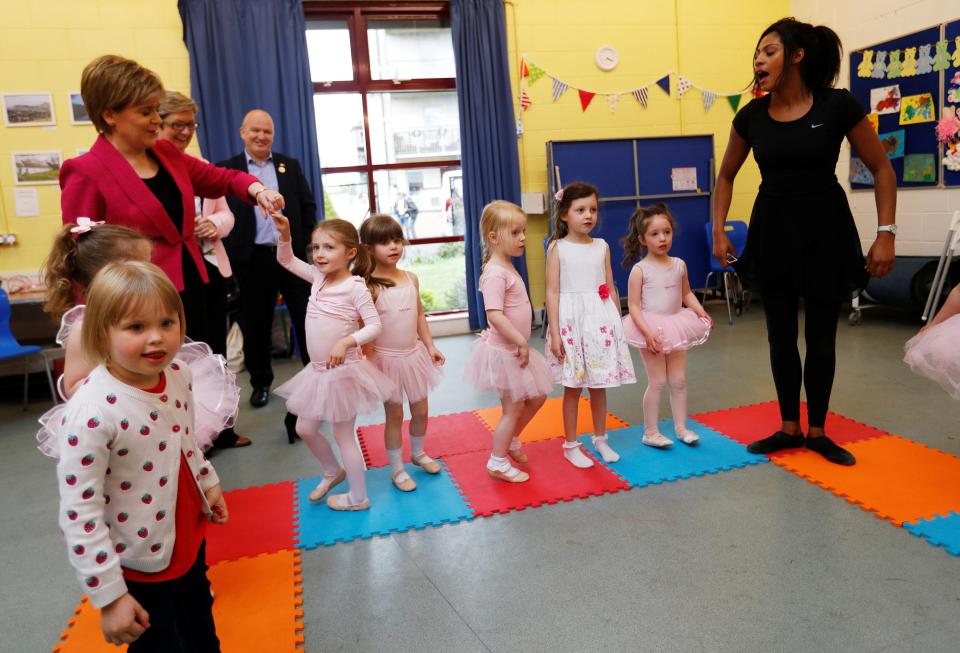  Ms Sturgeon dancing with children earlier today