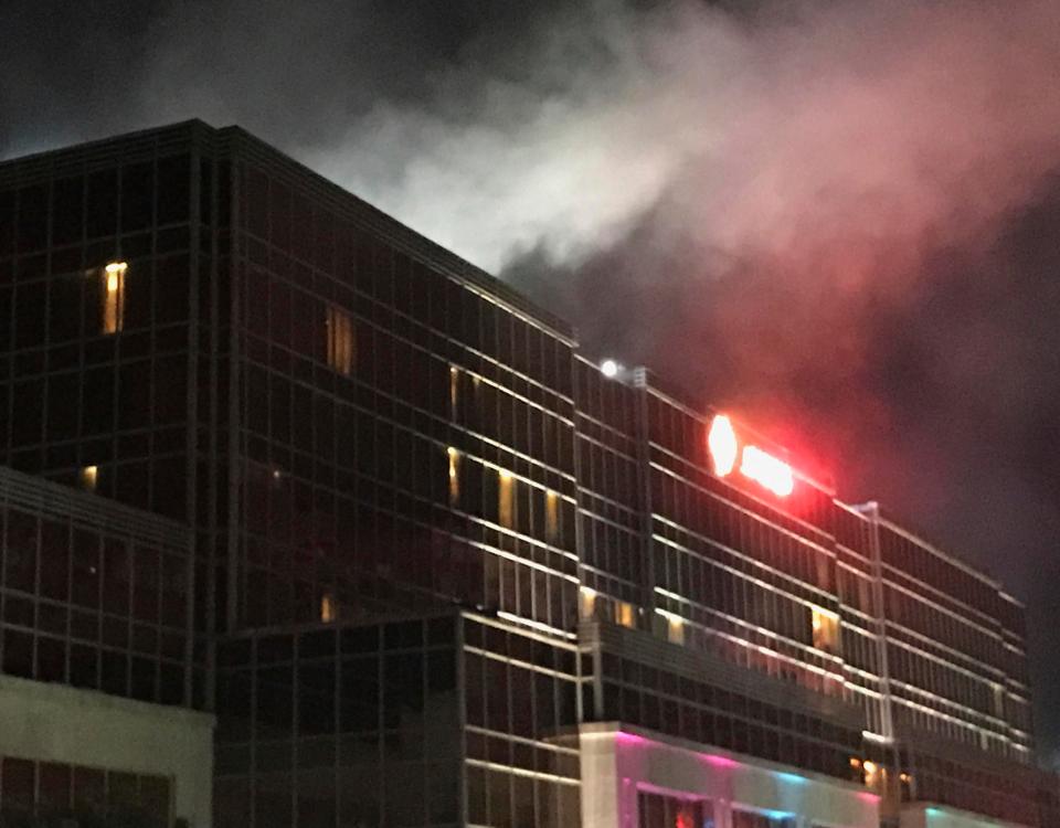  Smoke rises from the Resorts World Manila complex