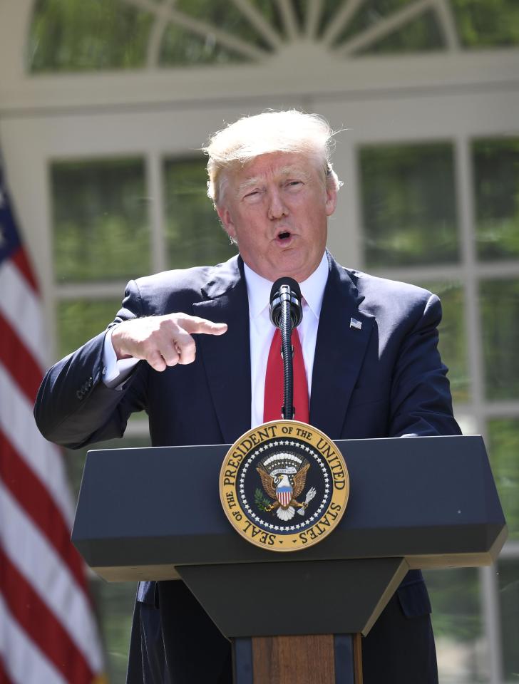  President Trump yesterday announced the US would scrap its commitment to the Paris climate agreement