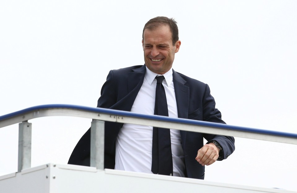 Juventus manager Masimilliano Allegri heads off the plane 