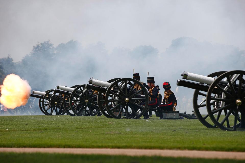  Six guns were used to fire the Royal Salute on Friday