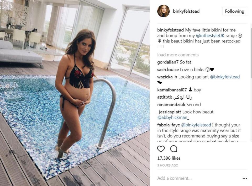  MIC's Binky Felstead is the latest celeb to join the bare-belly baby selfie bunch