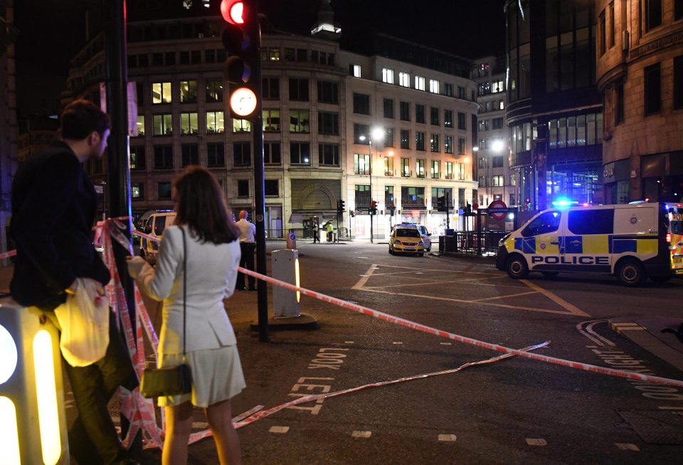  Gunshots were heard in Borough Market, where three knifemen were shot dead