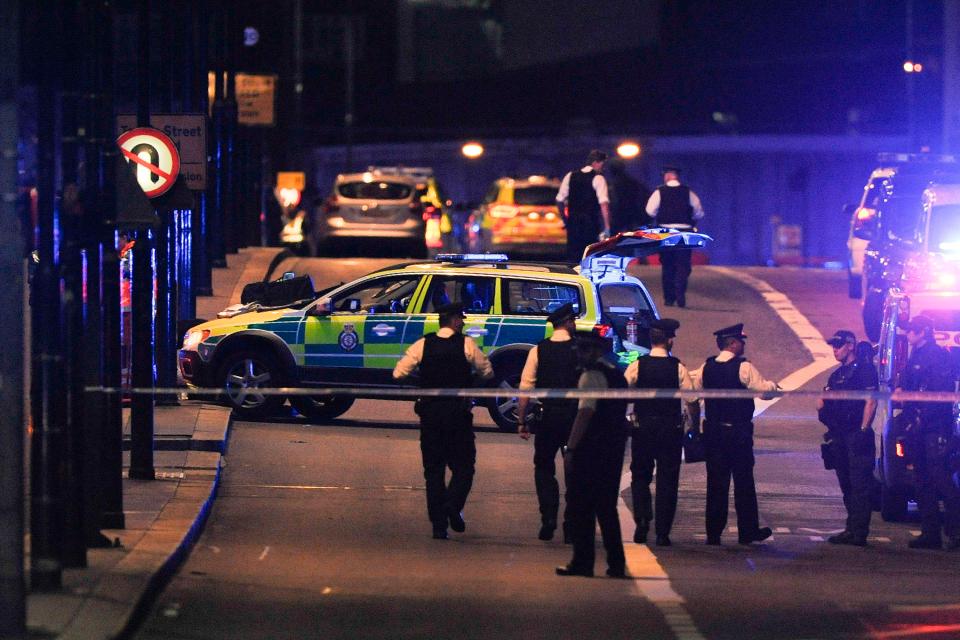  Police responding to last night's atrocity. Terrorists warned days ago that an attack on the UK was imminent