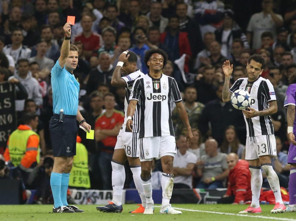  The Colombia star was sent off in the Champions League final