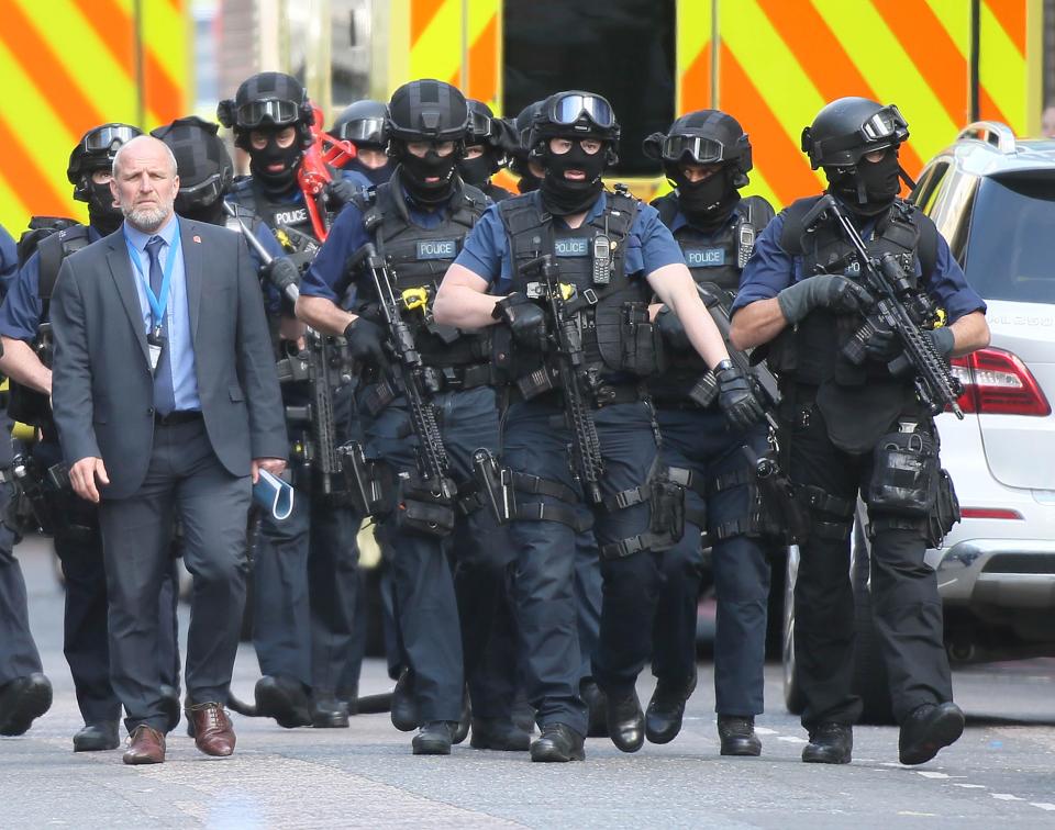  Armed police have poured onto London's streets this morning in response to the terror attack last night