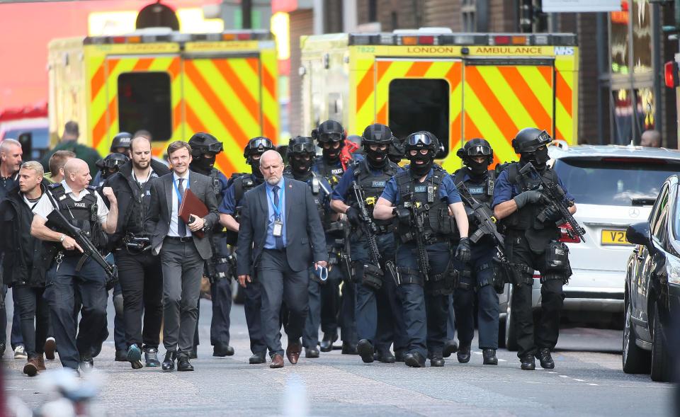  Police wearing helmets, balaclavas and vests have been drafted in to patrol the targetted area