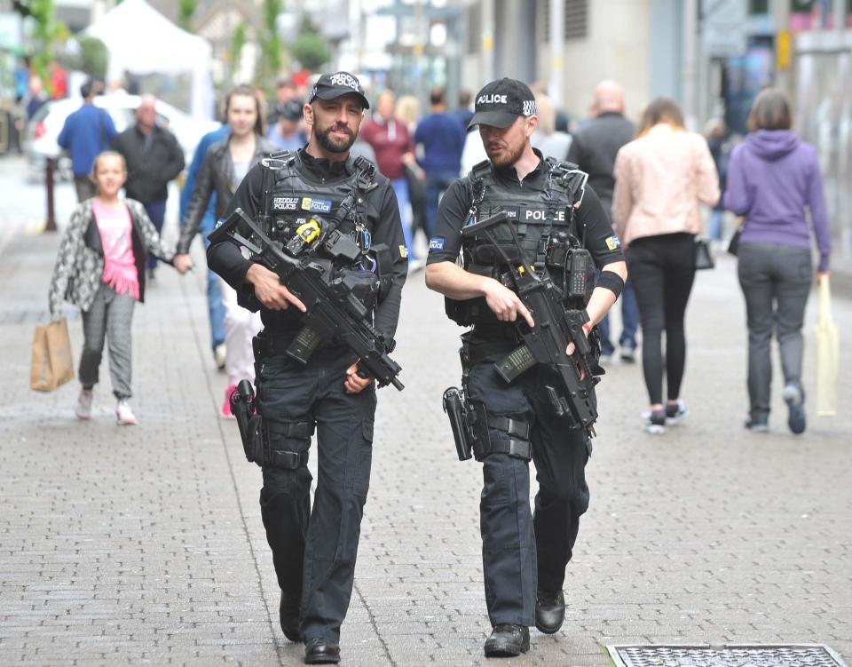  Armed police have been spotted on the streets of Manchester after the attack