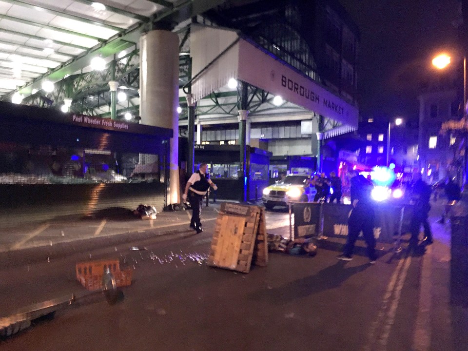 Borough Market moments after the terrorists were shot by armed police