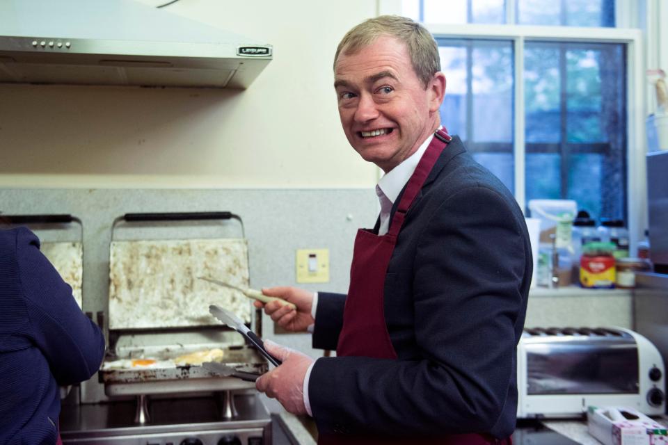  Tim Farron was trying not to end up with egg on his face