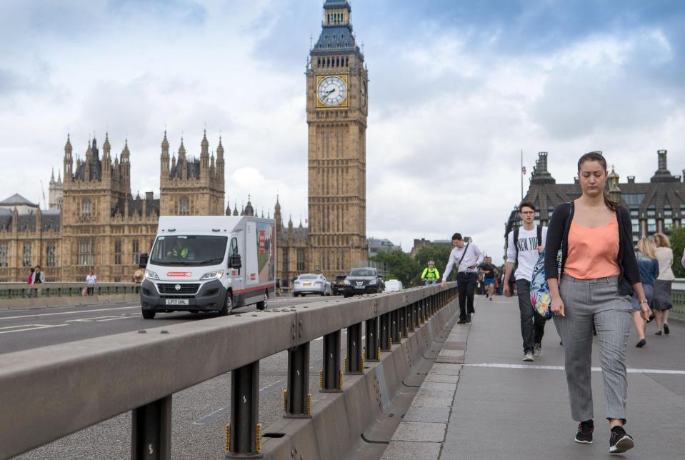  Concrete barriers were installed on Westminster Bridge last night - almost two months after a terror attack there