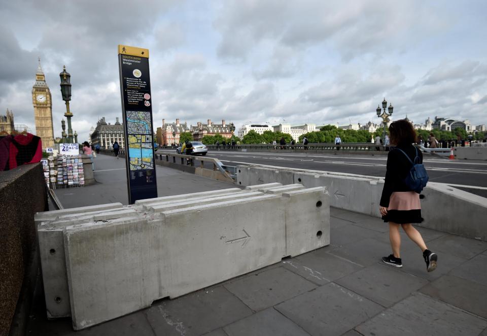  Concrete blocks could be seen placed at the ends of the bridge this morning