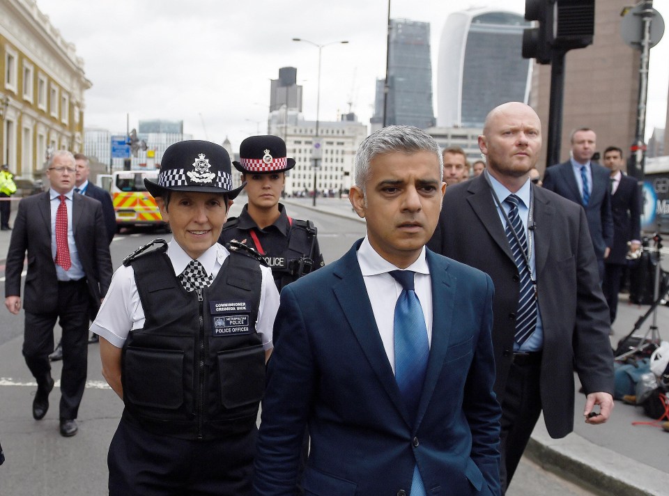 Khan visited the scene with The Met's Cressida Dick