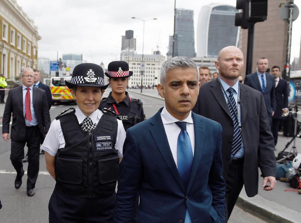  Khan visited the scene with The Met's Cressida Dick